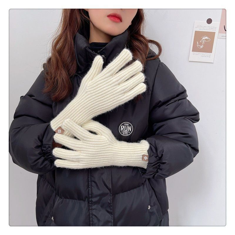 Knitted Candy Color Gloves with Fingers Exposed Fingers Touch Screen Imitating Hanharajuku Wind Protecting Wrists Autumn and Winter