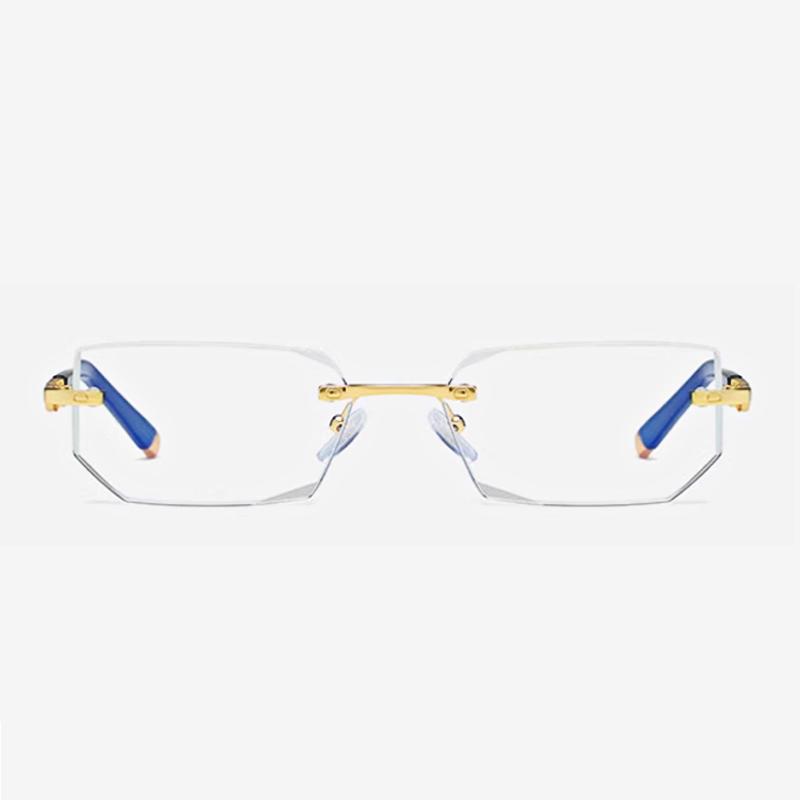 MODFANS Presbyopia Reading Glasses Blue Light Refractive Rimless Blue Light Blocking Glasses Men Correction Transparent Eyewear