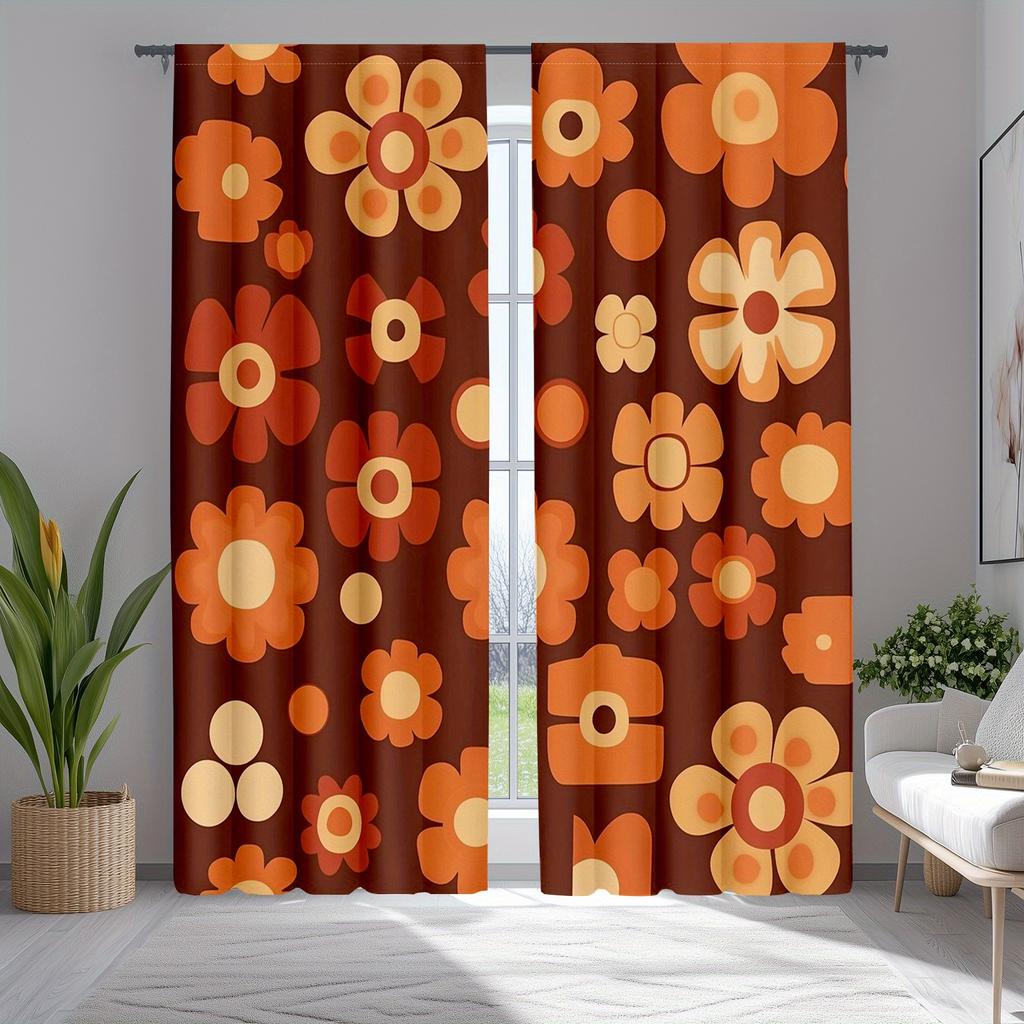 Bohemian Pack Vintage Floral Curtains Polyester Suitable Bedroom Living Room Decoration Curtain Machine Washable Perfect For