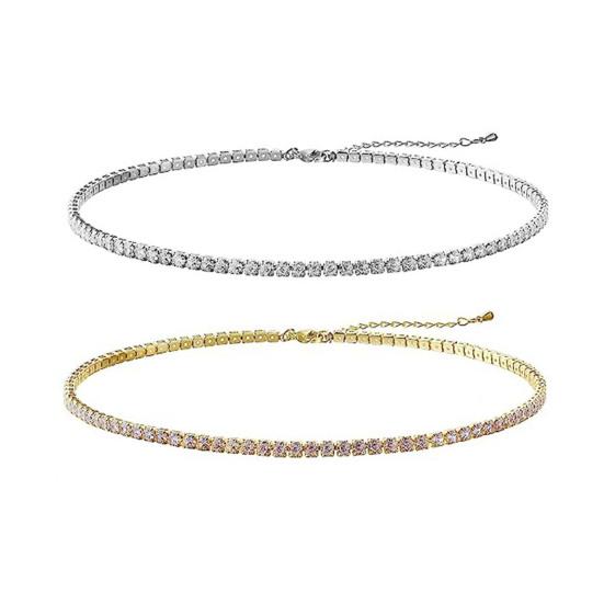 Dámský náhrdelník s kamínky, bez přívěsku, nastavitelný s prodlouženou délkou, dámský náhrdelník na klíční kost, plesová párty, šperk na krk