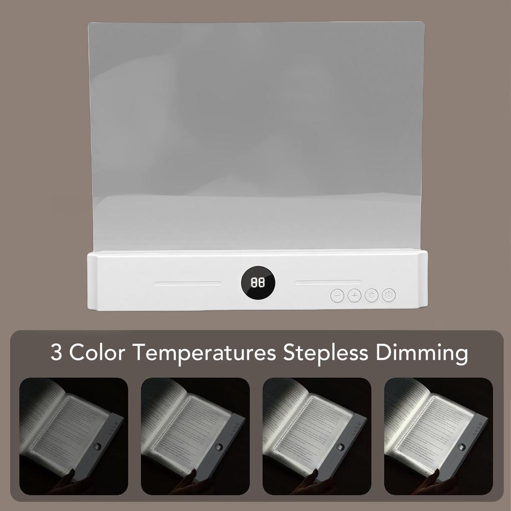 LED Flat Book Light Rechargeable 3 Color Dimmable Flat Reading Light with Timer for Home Dormitory Study
