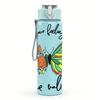 1PC Teal Butterfly Floral Quote 750ml Color Plastic Sports Water Bottle Leakproof Flip Straw Lid Suitable for Sports Office Home Use