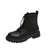 Women's 2025 Round Toe Lace-up Martin Boots with Side Zipper and Thick Sole - British Style Fashionable Short Boots