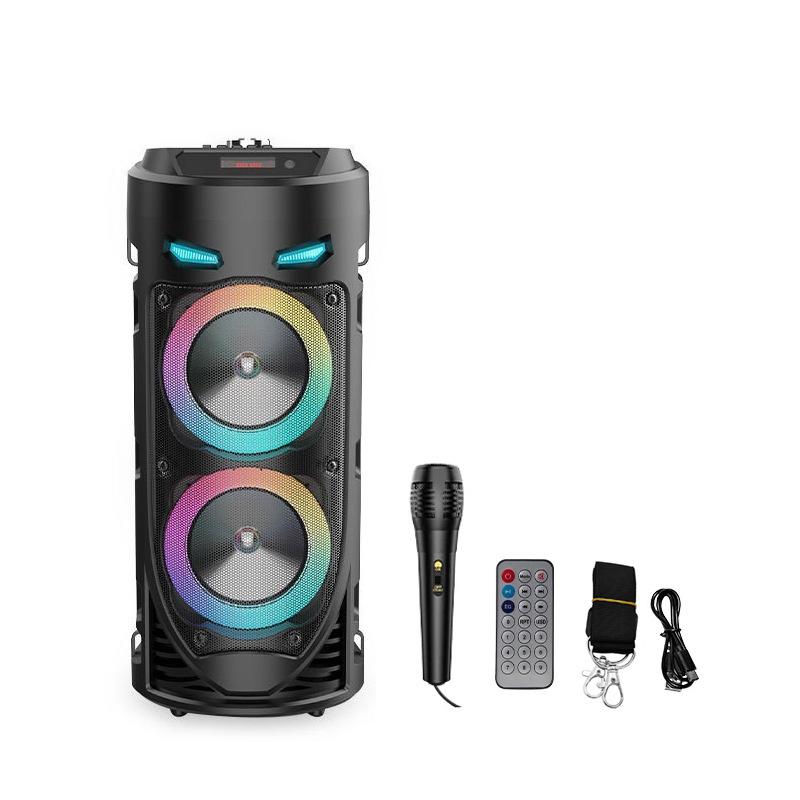 RGB Light Bluetooth Speaker Portable Dual Speaker Barrel Karaoke Outdoor Square Dance Wireless Audio
