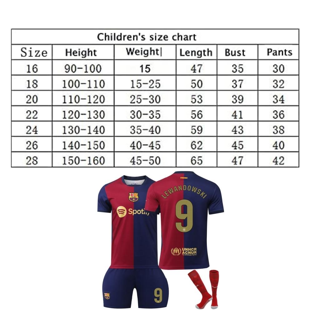 Barcelona Lewandowski Kinder Sport Fußballtrikot, Polyester, 130-140 cm, Mehrfarbig