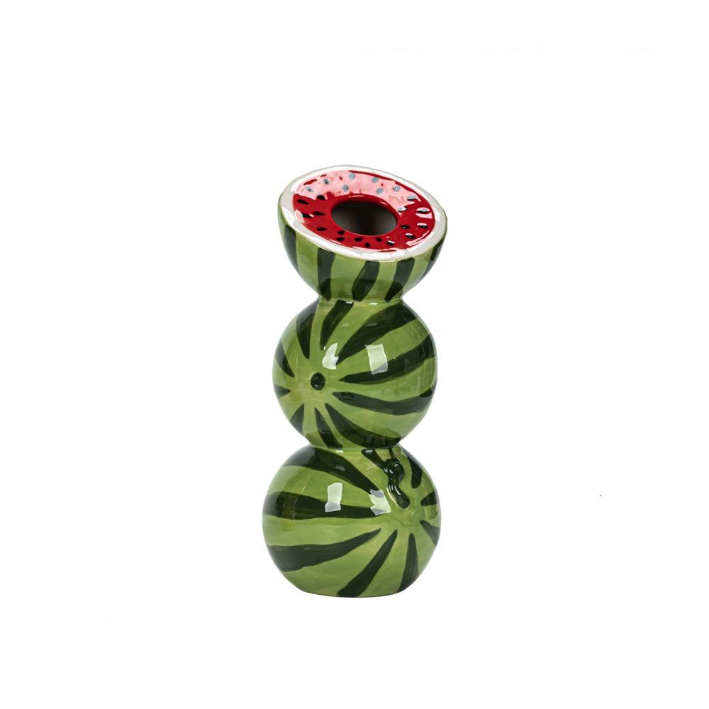 Orange Lemon Watermelon Fruit Model Vase Ceramic Crafts Flower Holder  Living Room Desktop