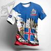 Modische Fußball-T-Shirts mit Island-Flagge Trend Sommer Kurzarm Nationales Emblem 3D-Druck Sporttrikot Lockere Atmungsaktive Oberteile