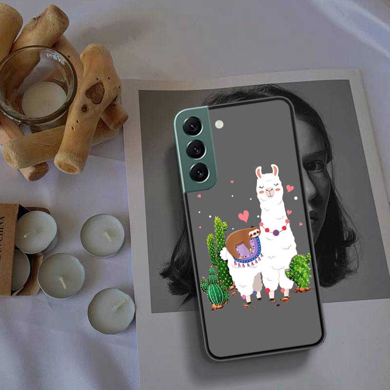 Cute Cartoon Llama Phone Case For Samsung Galaxy A12 A22 A32 A42 A52 A72 A54 A34 A24 A14 A73 A53 A33 A23 A13 5G F52 F62 Cover Sh