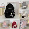 Simplified And Cake Letter Printed Student Casual Backpack With Plueh Pendant