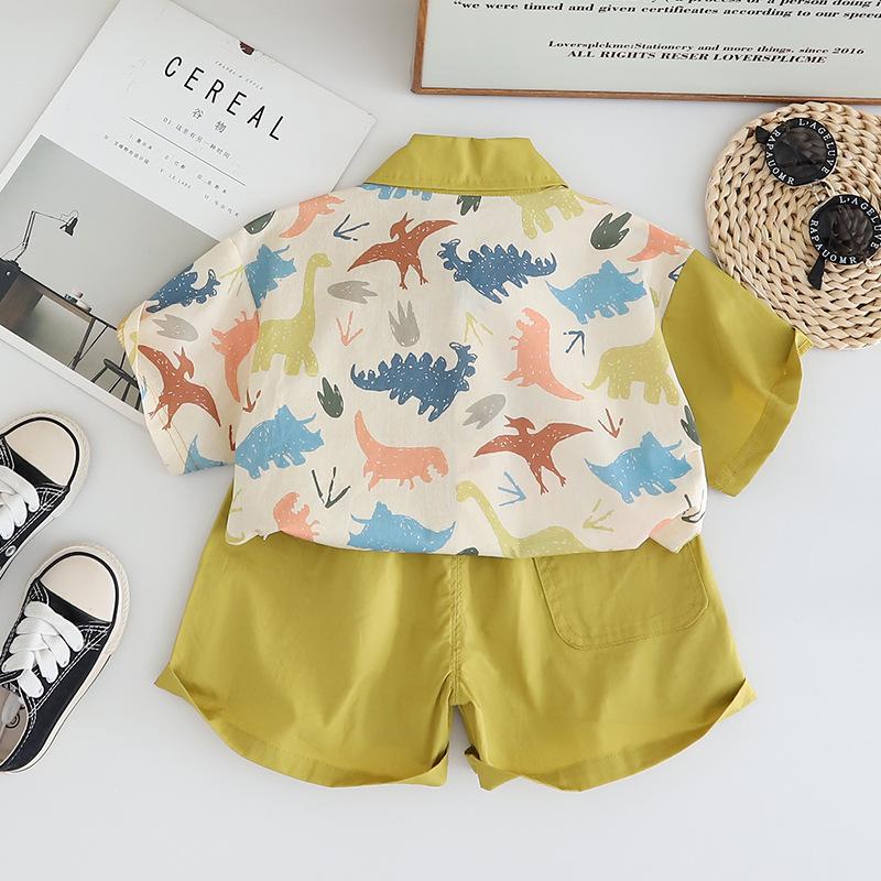 Boys' Summer Outfit Set Summer Baby Fashionable Tie Shirt Short Sleeved T-shirt Children's Two-piece Set