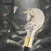 Golden White Horse Fashion Walking Stick Decorative Cospaly Vintage Party Fashionable Walking Cane Crosier 94.5cm