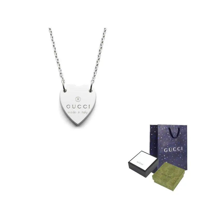 Gucci Trademark Heart Necklace Silver YBB223512001