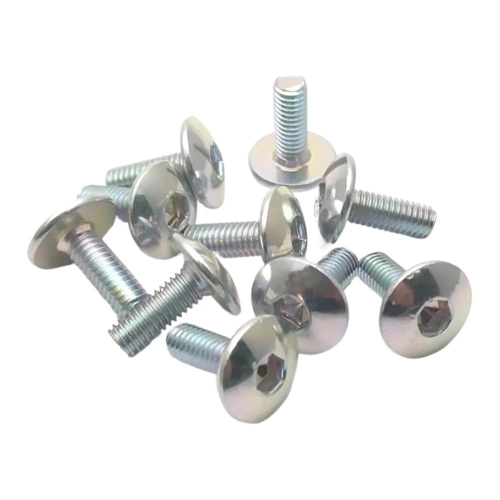 10-20pcs Big Flat Round Head Inner Hexagon Screw Bolt M6 6mm M6X16 Dark Silver for Motorcycle Scooter ATV Moped Plastic Cover
