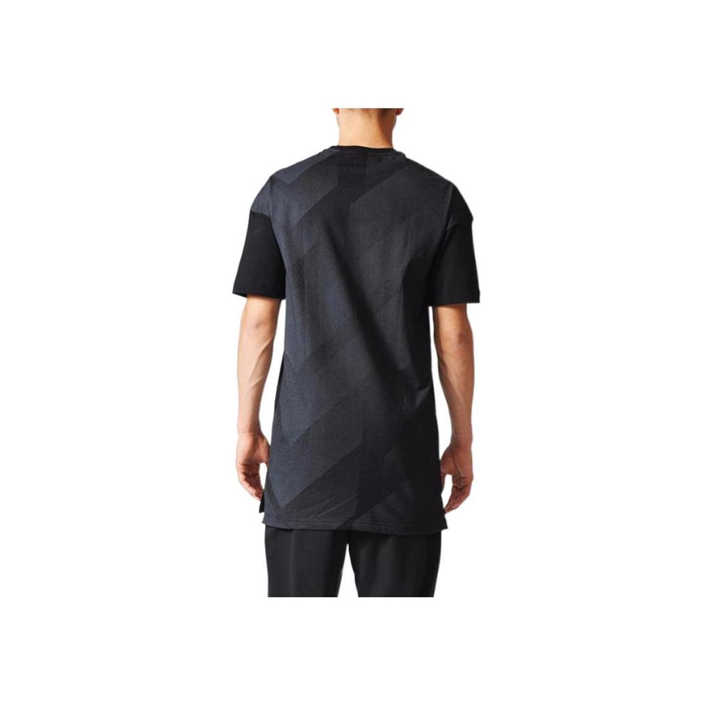 Adidas Logo Print Mid-Length Round Neck Short Sleeve T-Shirt Men Tops Black CE7168