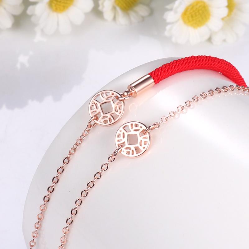 2026 Factory New Fashion Stylish Multi-Functional Braided Red String Wealth Rose Gold Lucky Unisex 24K Gold Plated Gift Bracelet