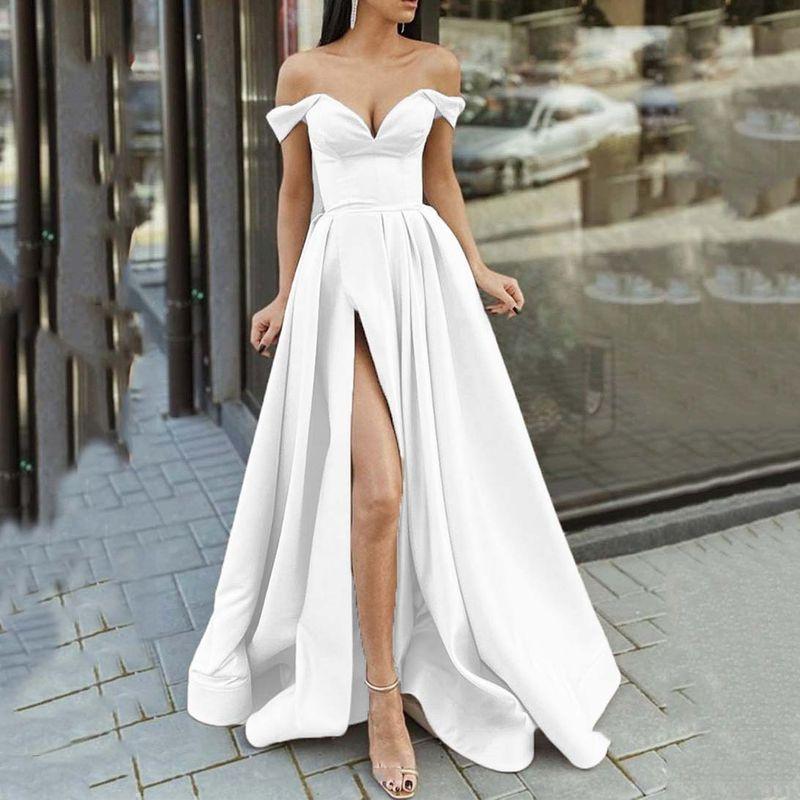 Women Sexy Party Evening Dress European and American Women's Clothing Tube Top V Neck Open Back Large Swing Dress