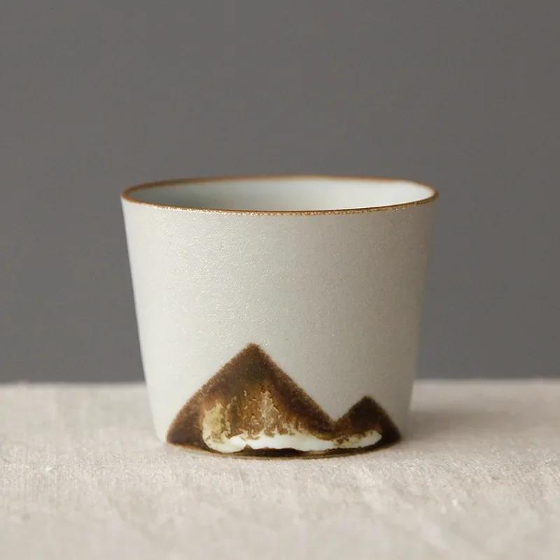 Håndtegnet fjellform tekkopp Retro keramisk tekopp Kung Fu tesett Kaffekopp Liten vannkopp Porselen teservise