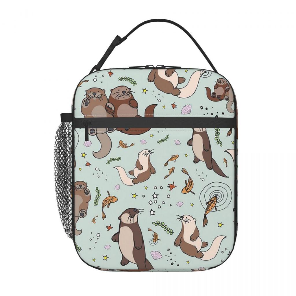 Süßer Otter im Wasser Muster Isolierte Lunchtasche für Damen Büro Kühlertasche Thermische Lebensmittelbox Tragbare Lunchboxen Behälter