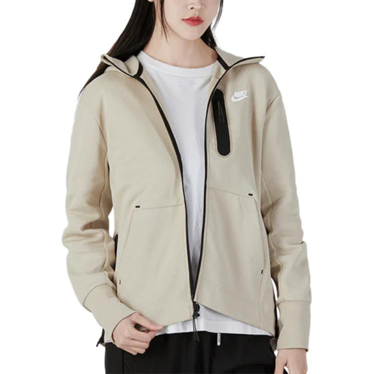 Nike Sweatshirts Women's Khaki Hooded Moderate Cardigan DD5625-206