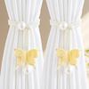 2PCS Simulated Butterfly Adjustable Curtain Belt, Pearl Decoration Non-punching Curtain Buckle, Bedroom Living Room Curtain Decorative Buckle