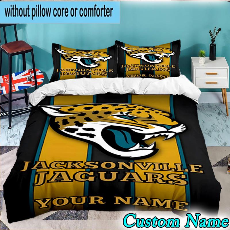 Custom Name 3PCS Jaguar Team Spirit Bedding Set,Including Duvet Cover And 2pcs Pillowcases Perfect for Bedroom,Dormitory,Fan Christmas gift