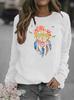 Women's Long Sleeve Round Neck Wind Chime Print Sweatshirt