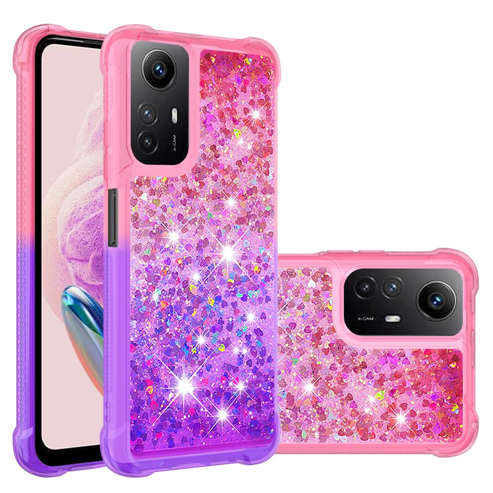 

For Xiaomi Redmi Note 12S 4G/Note 11 4G (Qualcomm)/Note 11S 4G TPU Case Gradient Quicksand Phone Back Cover Pink+Purple