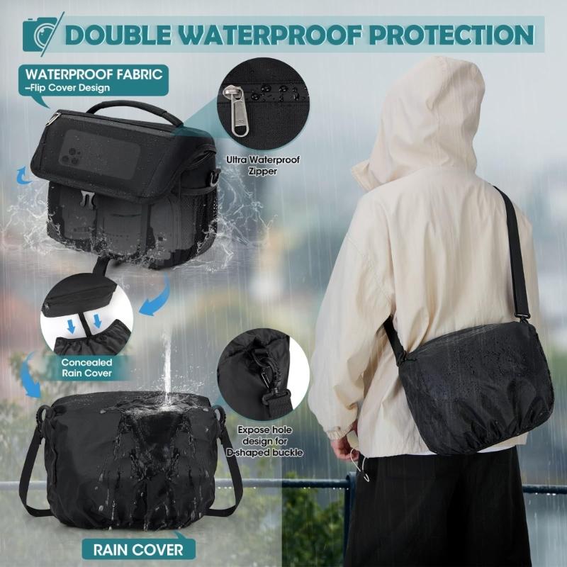 Polyester Crossbody Camera Case Anti Theft Design Padded Compartments Wide Compatibility Crossbody Bag
