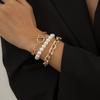 Accessories Fashion Baroque Imitation Pearl Beaded Bracelet Retro Temperament Metal Chain Jewelry Set