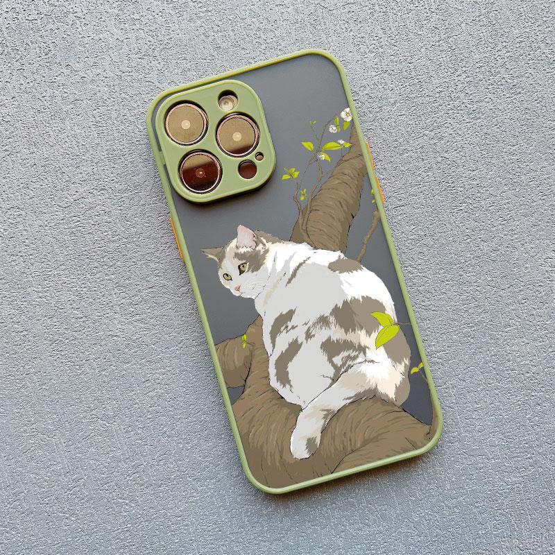 Lovely Cats Flower Case For iPhone 16 15 14 Plus Pro Max 13 12 11 Pro Max Mini 7 8 Plus X XR XS SE2 Phone Cases Shockproof Cover