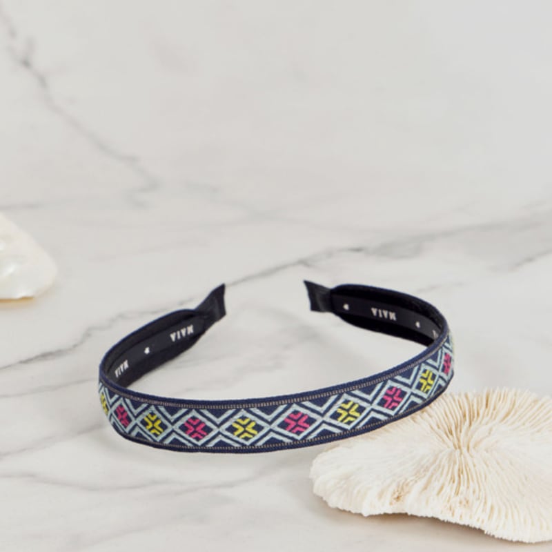 

МАЙЯ Повязка на голову с ромбовидным узором (Выберите 2) - военно-морской флот gray