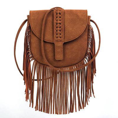 Bohemian Semicircle Leather Tassel Crossbody Bag