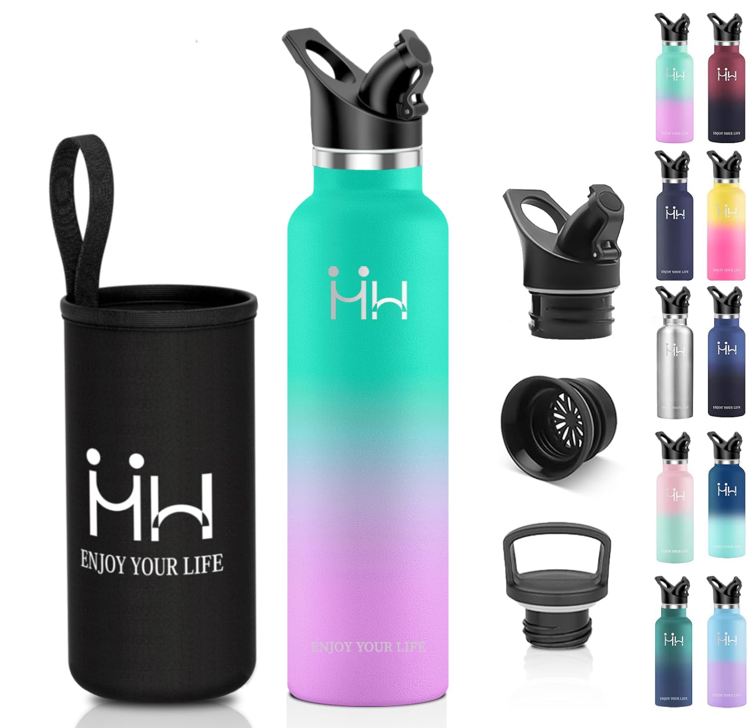 

1000ml Stainless Steel Water Bottle, Keeps Cold or Hot, Vacuum Insulated, Suitable for Sports Drinks and Carbonated Drinks, Screw-On Design,