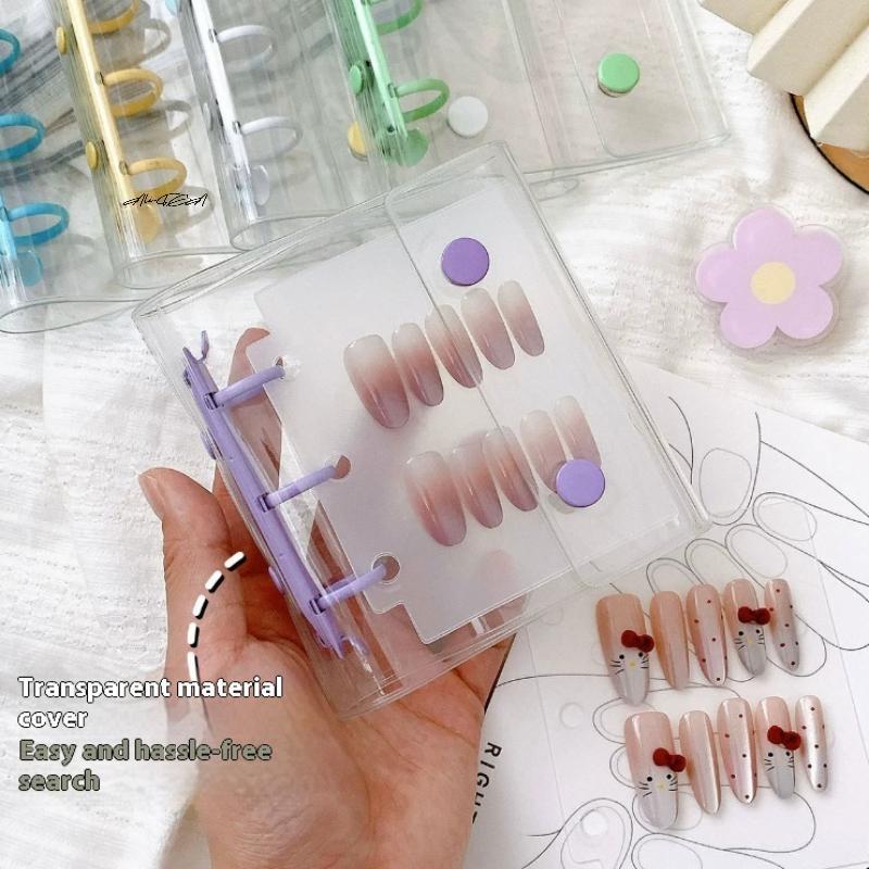 DIY Nail Art Piece Fake Nail Storage Book with Double Buckle 3 Holes Card Clip Display Board Simple Album for Nail Care