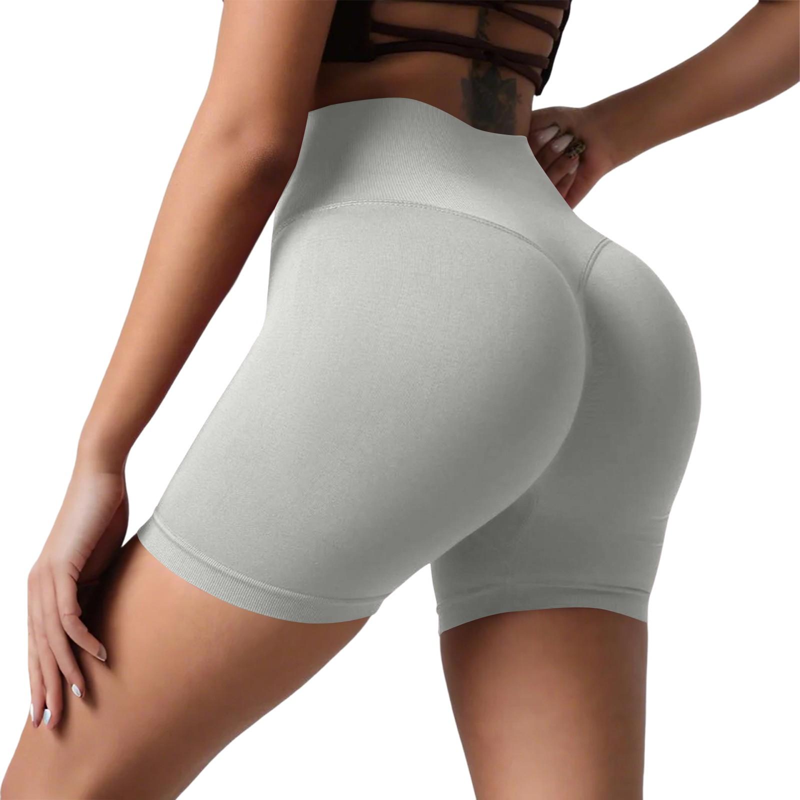 

Жіночі повсякденні персикові шорти для йоги з ефектом пуш-ап, спортивні фітнес шорти з високою посадкою, нюдові, з високою пружністю, для бігу, швидкосохнучі, довжиною три чверті XL білий