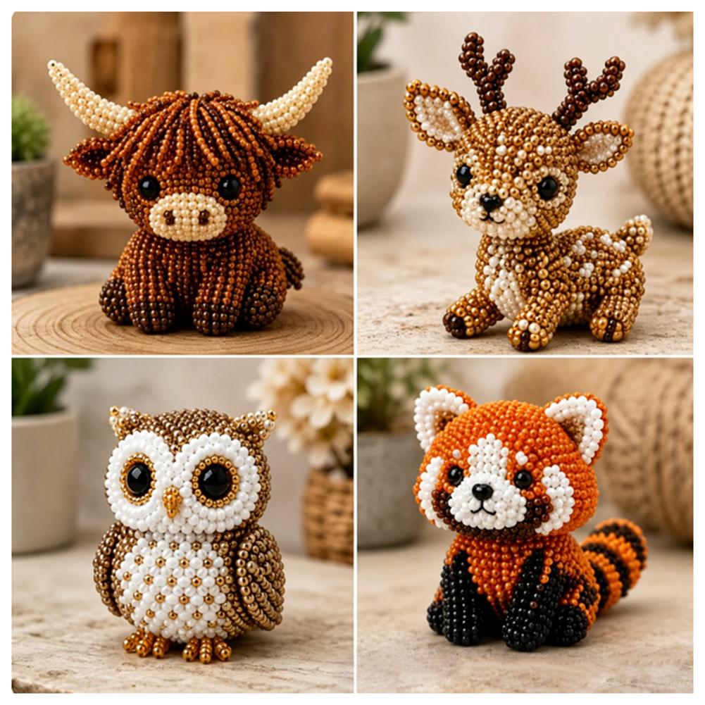 Kit Creativo Animale con Perline 3D Fai da Te Set Creativo con Perline Animali Carini Set Artistico con Perline Fatto a Mano per Adulti Adolescenti Decorazione per la Casa