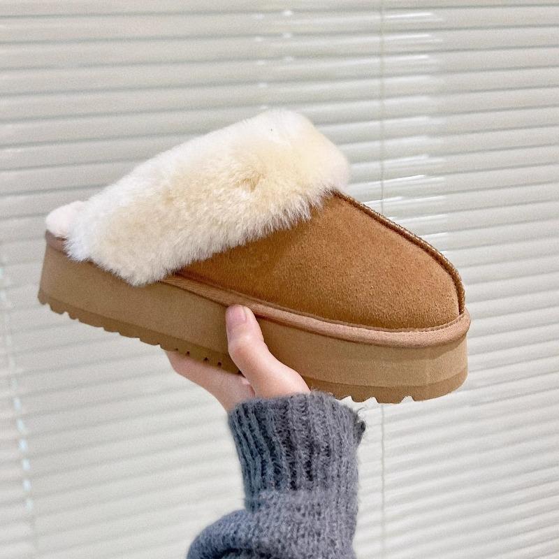 Wool Slippers Women's New Winter Fur Integrated Thick-bottomed Bag Head Fluffy Slippers Plush Snow Boots