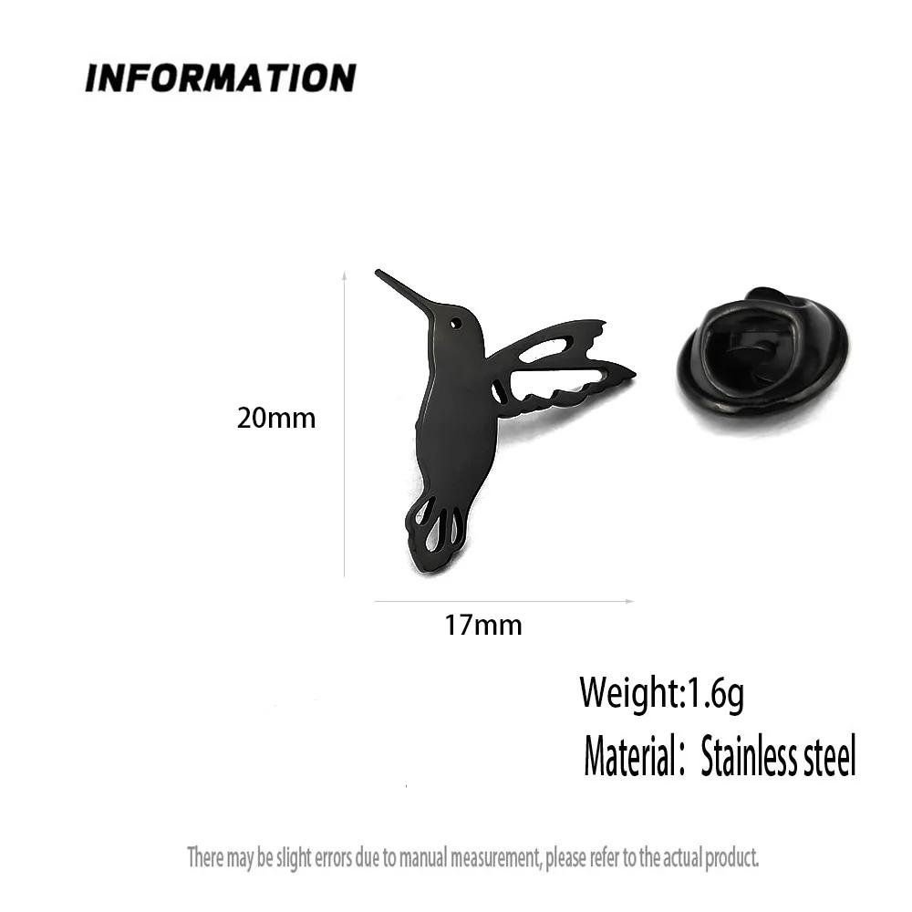 Stainless Steel Hummingbird Brooch Men Cute Animal Design Jewelry Wedding Men's Shirt Suit Badge Lapel Pins Accessory