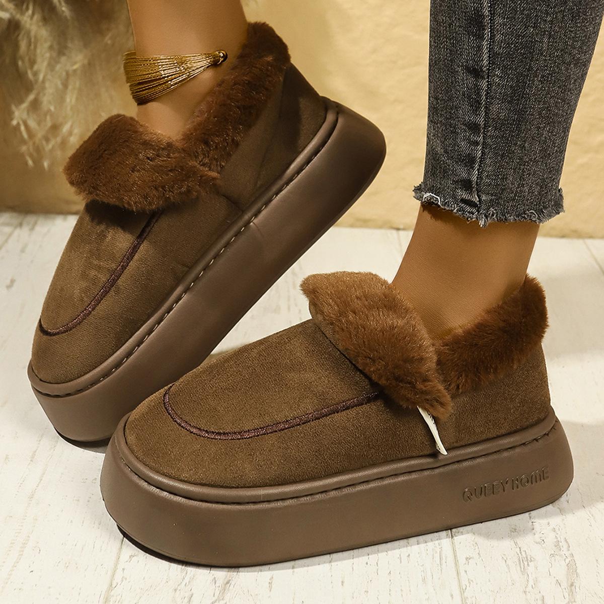 

Женские зимние сапоги, новые зимние нескользящие бархатные утепленные теплые домашние тапочки на толстой подошве, женские хлопковые туфли 41 чёрный