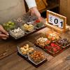 Japanese Style Vintage Divided Fruit Bowl with Lid Home Living Room Nuts Candy Biscuit Storage Bowl Square Fruit Tray Home Decor