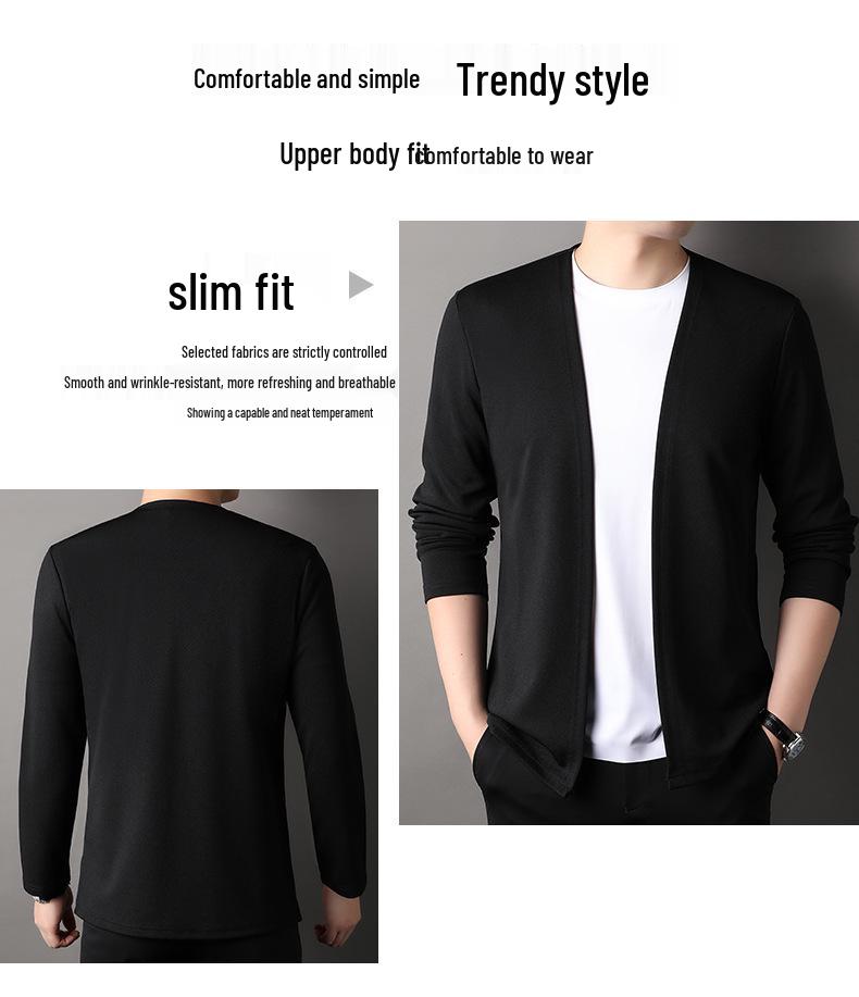 KAIDINGSEN Men's Autumn Knitted Cardigan - Solid Color, Lightweight Korean Style Outerwear