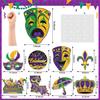 Large Mardi Gras Decorations with Comedy Tragedy Face Mardi Gras Float Mask Cutouts for Themed Party Prom Supplies-9 Pcs