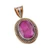 Kashmir Red Ruby(Simulated) 925 Sterling Silver Gift Two Tone Pendant 1.50" A6n32