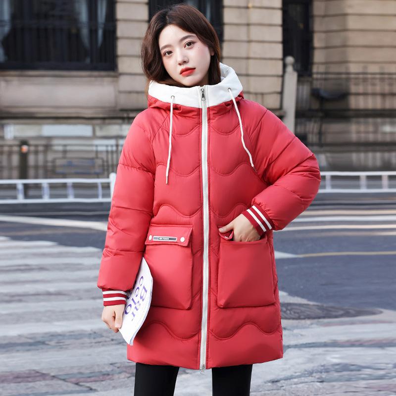 New Cotton-padded Women's Long Loose Hooded Cotton-padded Jacket Winter Students Plus Size Bread Coat