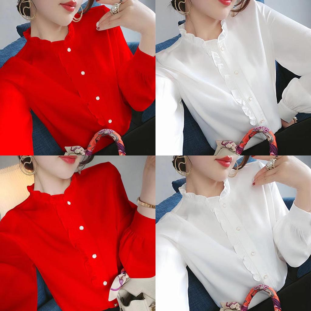 Long Sleeve Shirt For Women With Panneling And Stand Collar For Spring Wear