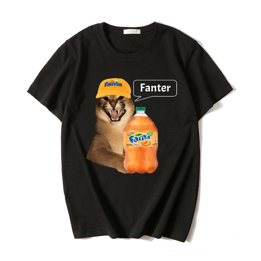 2526 Large Size Mens and Womens Sports Pure Cotton Fun Leisure Shortsleeved Cotton Cat Print Shirt Floppa Meme Fanter Y2k S