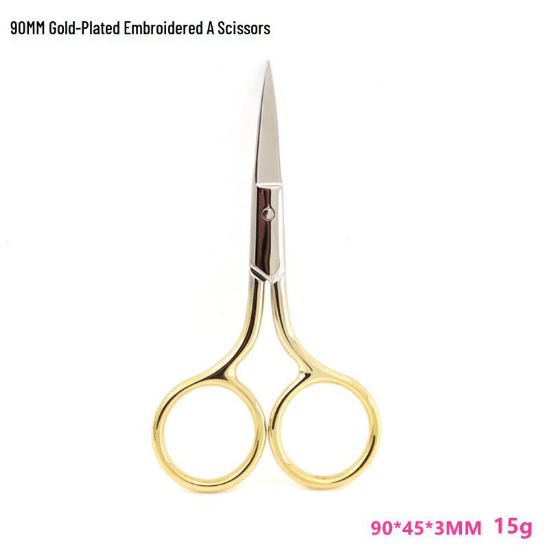 Gold-Plated Stainless Steel Embroidery Scissors, 9MM Eyebrow Trimming & Beauty Makeup Tools. No Difference
