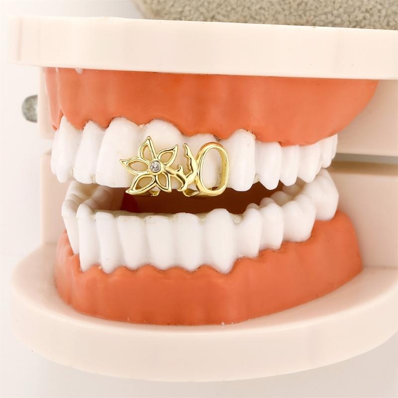 Multipurpose Copper Plated Openwork Flower Designs Grillzs Fashion Accessory for Trendy Generation Stylish Outfits
