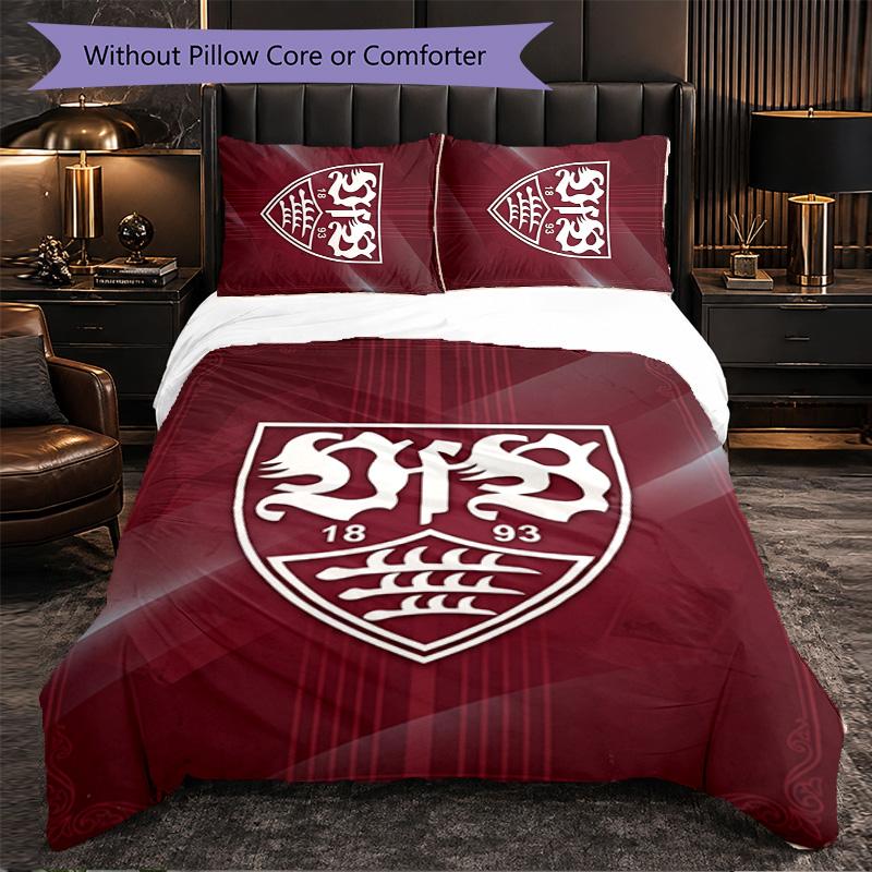 Biancheria da letto a tema VfB Stuttgart Set 3 Pezzi Copripiumino Biancheria da letto Decorativa per Camera Adolescenti Decorazione Casa