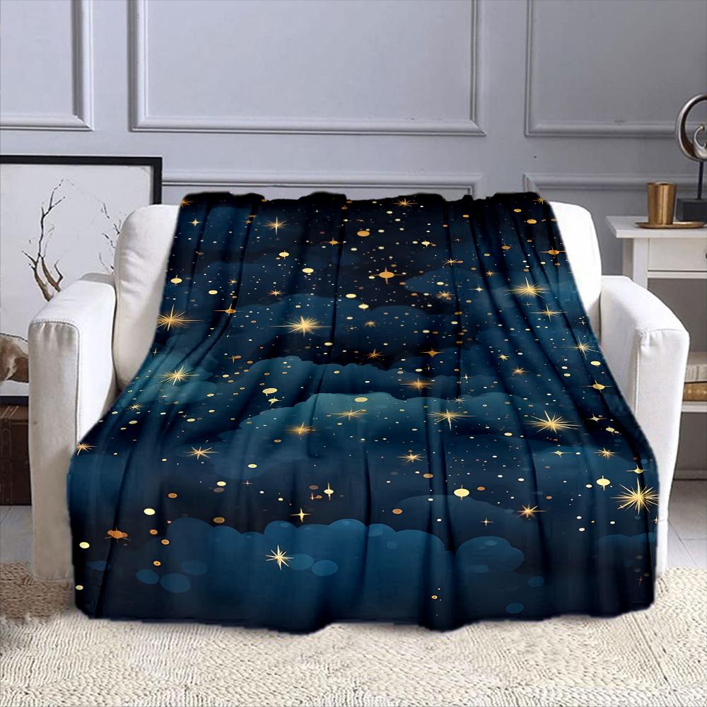 Starry Night Sky Pattern Patterned flannel blanket perfect for the bedroom living room, sofa, or a little nap